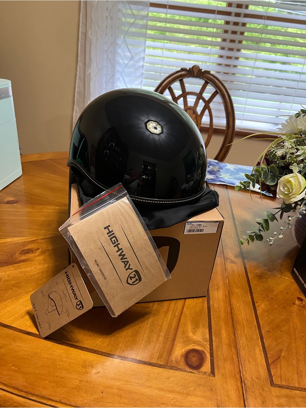 Gloss Black Half Helmet - Black